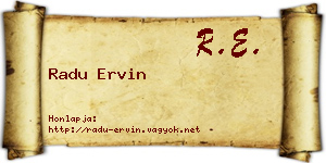 Radu Ervin névjegykártya